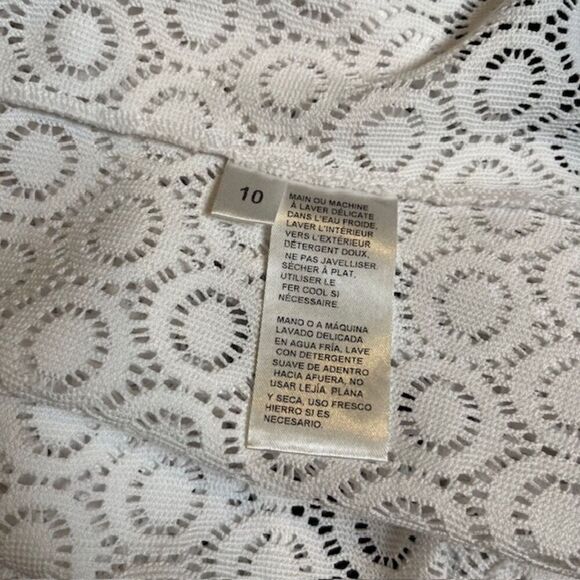 Doncaster White Sheer Lacy Crochet Look Zip Up Jacket Size 10 - Picture 5 of 11